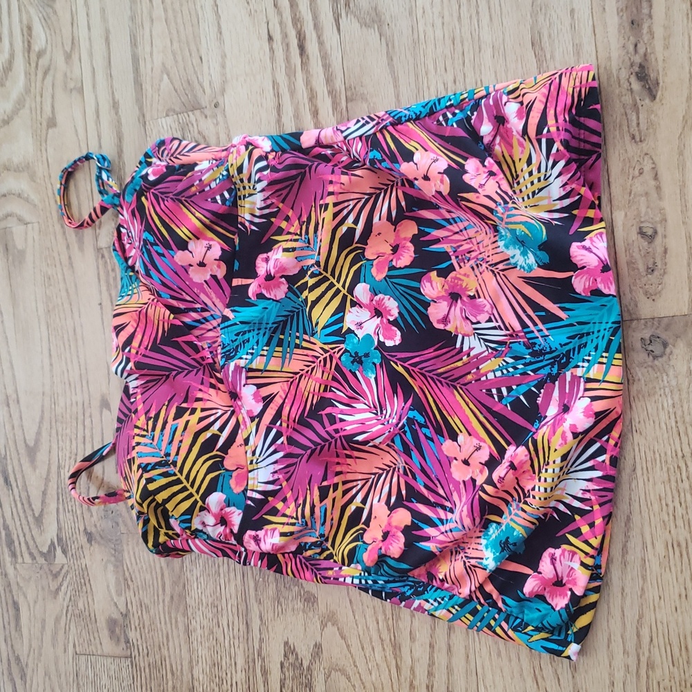 (XS) George. Tropical Floral Print Tankini Top Swimwear Beach Resortwear
